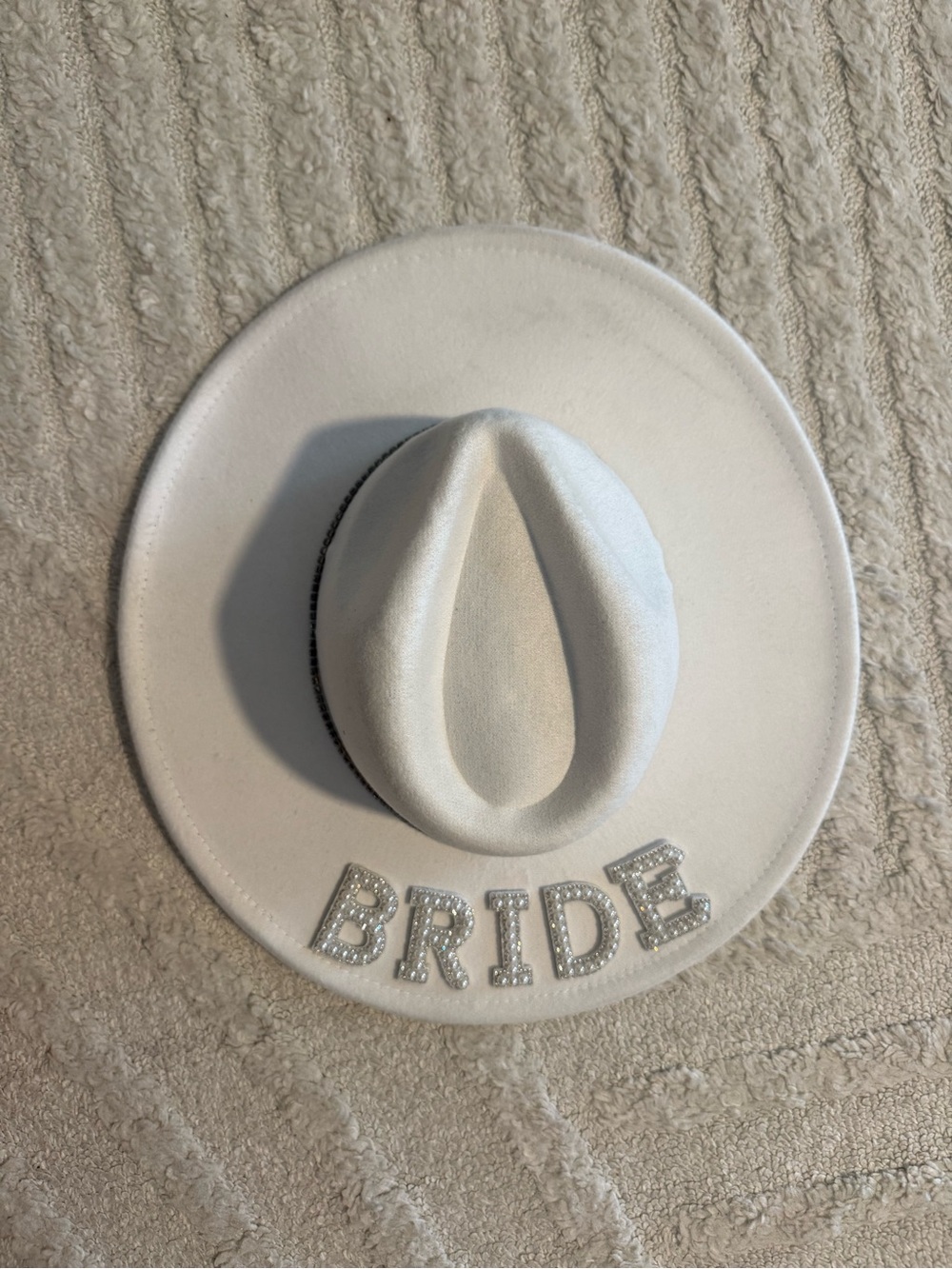 Beautiful bedazzled white Bride hat